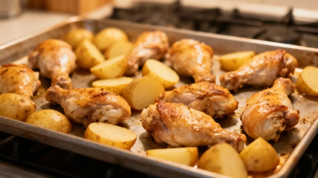 Sheet Pan Honey Mustard Chicken with Roasted Potatoes Sheet Pan Honey Mustard Chicken with Roasted Potatoes