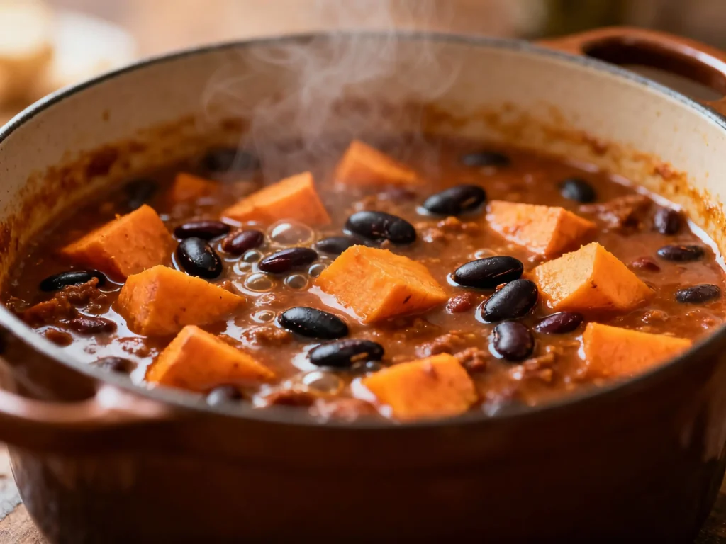 Vegan Sweet Potato and Black Bean Chili for Dinner Vegan Sweet Potato and Black Bean Chili for Dinner